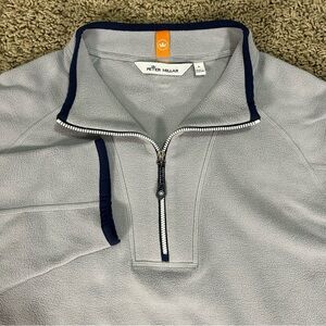Peter Millar Mens Large Gray Fleece Pullover 1/4Zip Golf Athletic Thermal Jacket